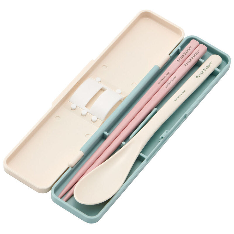 스케이터 피터 래빗 캐릭터 소리나지 않는 항균 콤비세트 (스푼,젓가락,케이스) 18cm CCS3SAAG - 주방·식기 - 하카타몰
