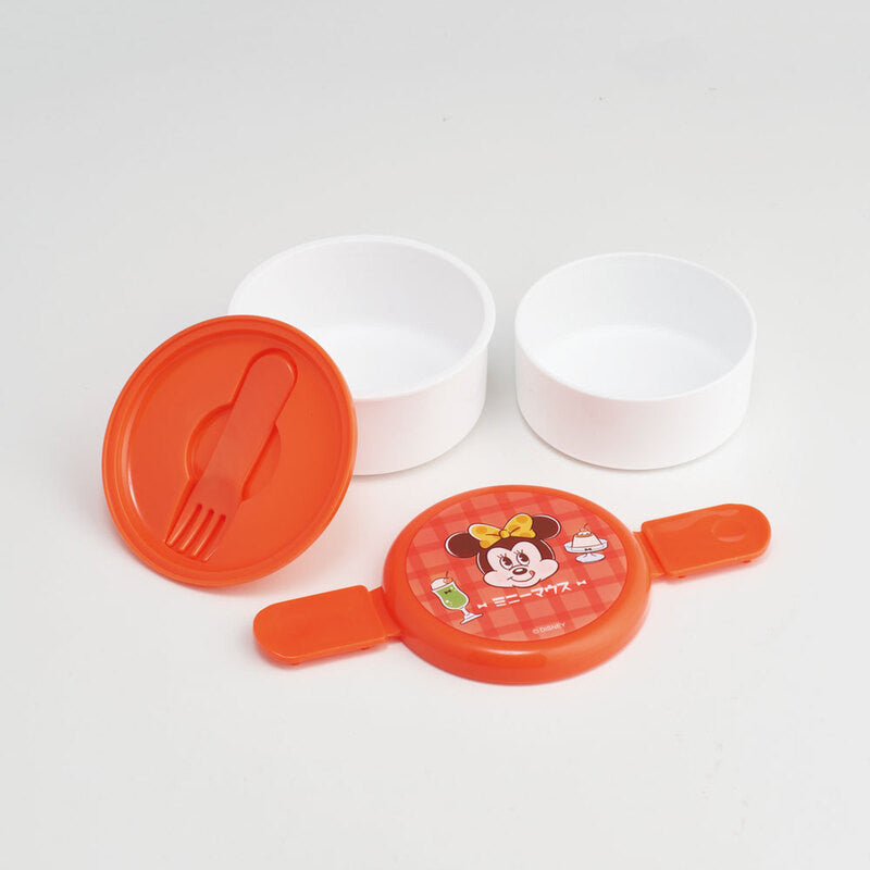 스케이터 미니마우스 카페 레트로 캐릭터 항균 원형2단 포크 도시락 500ml ONWR1AG - 주방·식기 - 하카타몰