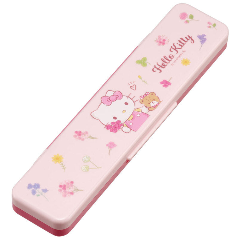스케이터 키티 캐릭터 소리나지 않는 항균 콤비세트 (스푼,젓가락,케이스) 18cm - 주방·식기 - 하카타몰