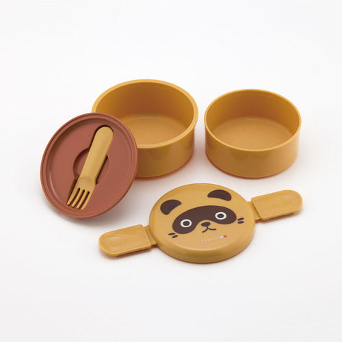 스케이터 너구리 TANUKI 캐릭터 항균 원형2단 포크 도시락 500ml ONWR1AG - 주방·식기 - 하카타몰