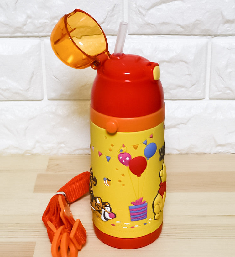 스케이터 디즈니 3D 원푸쉬 보냉 스테인리스 스트로 보틀 380ml  (스트렙 포함) / 곰돌이 푸 SSPV4 - 하카타몰