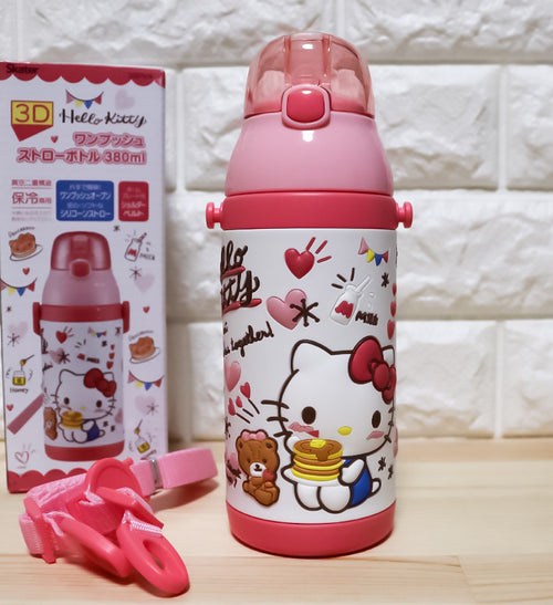 스케이터 헬로키티 3D 원푸쉬 보냉 스테인리스 스트로 보틀 380ml  (스트렙 포함) SSPV4 - 하카타몰