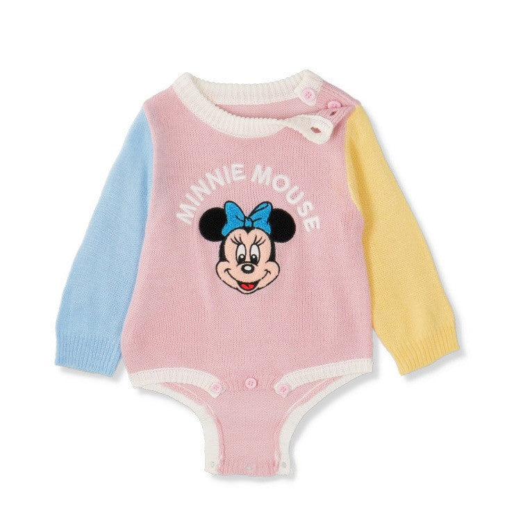 [발주상품] 미니마우스 니트 배색 롬퍼스 80cm - 베이비 의류 - 하카타몰