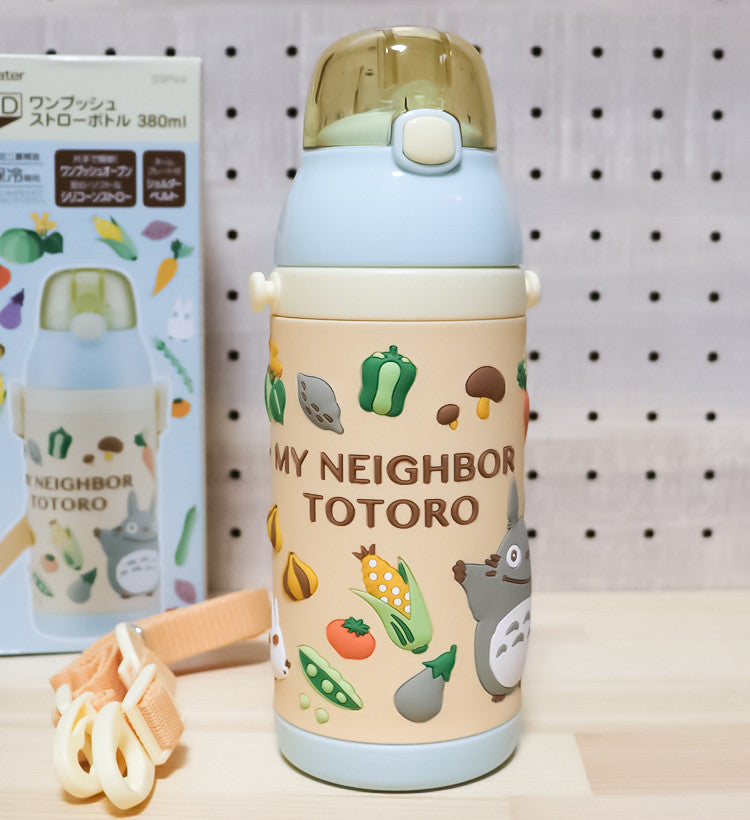 스케이터 지브리 이웃집 토토로 3D 원푸쉬 보냉 스테인리스 스트로 보틀 380ml  (스트렙 포함) SSPV4 - 하카타몰