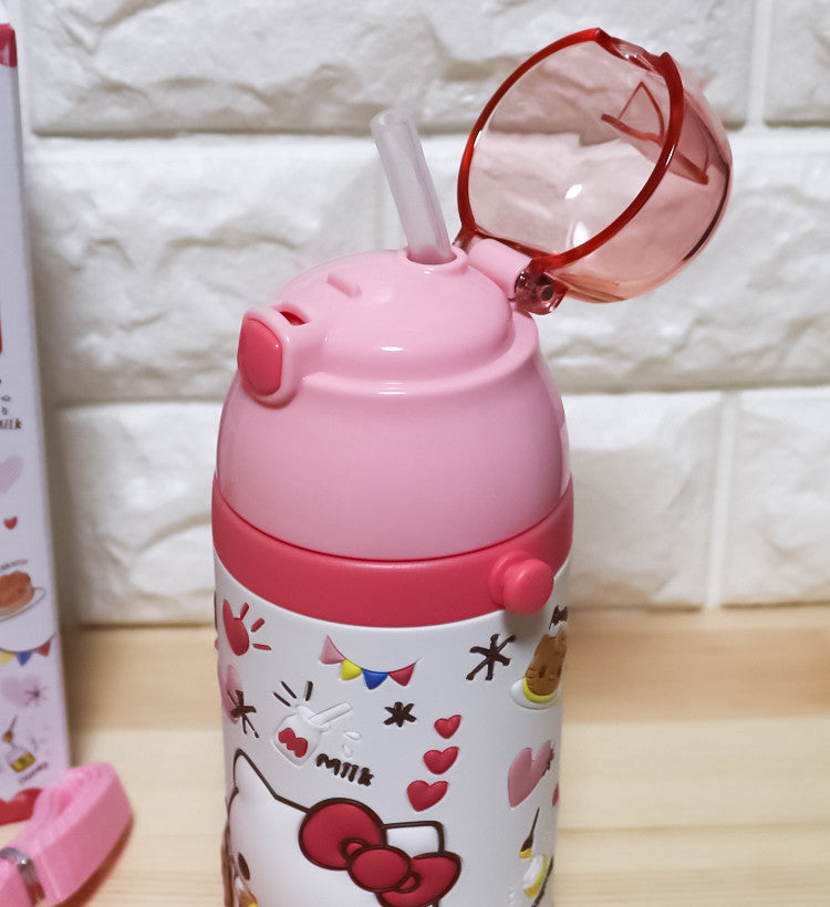 스케이터 헬로키티 3D 원푸쉬 보냉 스테인리스 스트로 보틀 380ml  (스트렙 포함) SSPV4 - 하카타몰