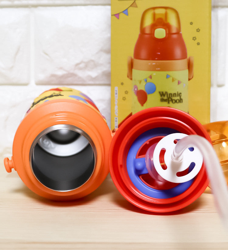 스케이터 디즈니 3D 원푸쉬 보냉 스테인리스 스트로 보틀 380ml  (스트렙 포함) / 곰돌이 푸 SSPV4 - 하카타몰