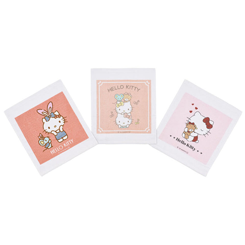 [발주상품 2~4 영업일 후 발송예정] 스케이터 산리오 헬로키티 캐릭터 물수건 타월 3세트 OAC1T - 하카타몰