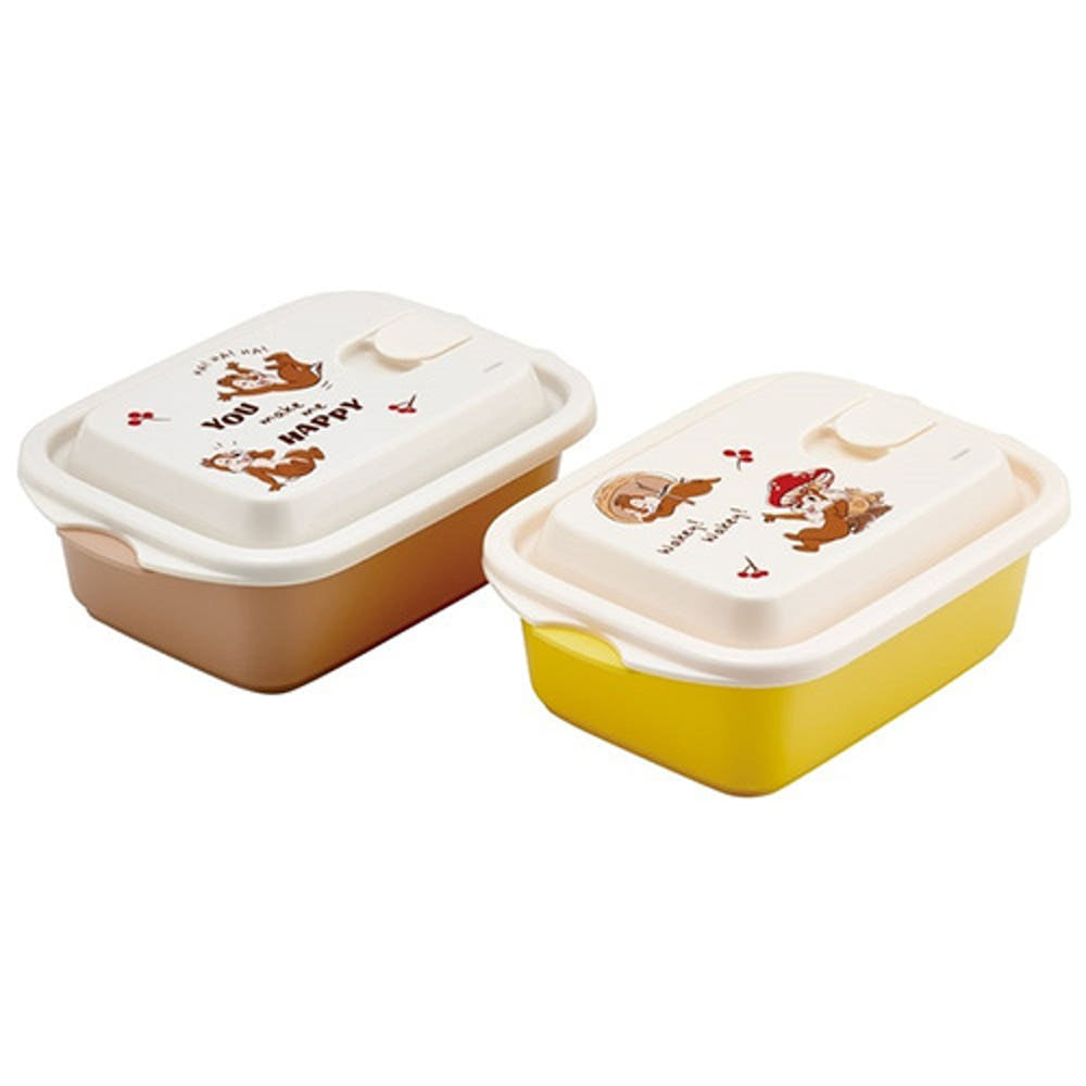 [발주상품 2~4 영업일 발송예정] 스케이터 칩앤데일 AUTUMN 캐릭터 에어밸브 돔형뚜껑 보존용기 (L) 2개세트 500ml FCNF2W - 하카타몰