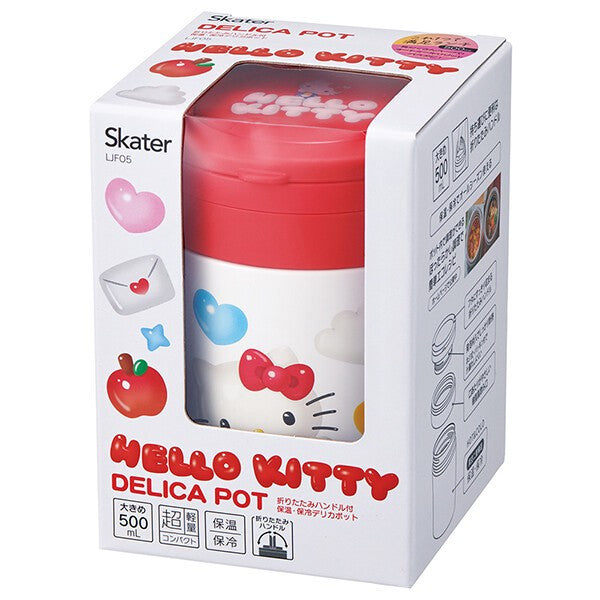 스케이터 산리오 헬로키티 풍선 캐릭터 접이식 핸들 보온 보냉 델리카포트 스프통 500ml LJFO5 - 하카타몰