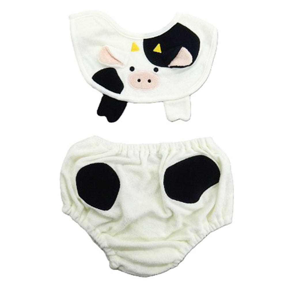 젖소 턱받이 & 블루머 세트 70~80cm - 하카타몰
