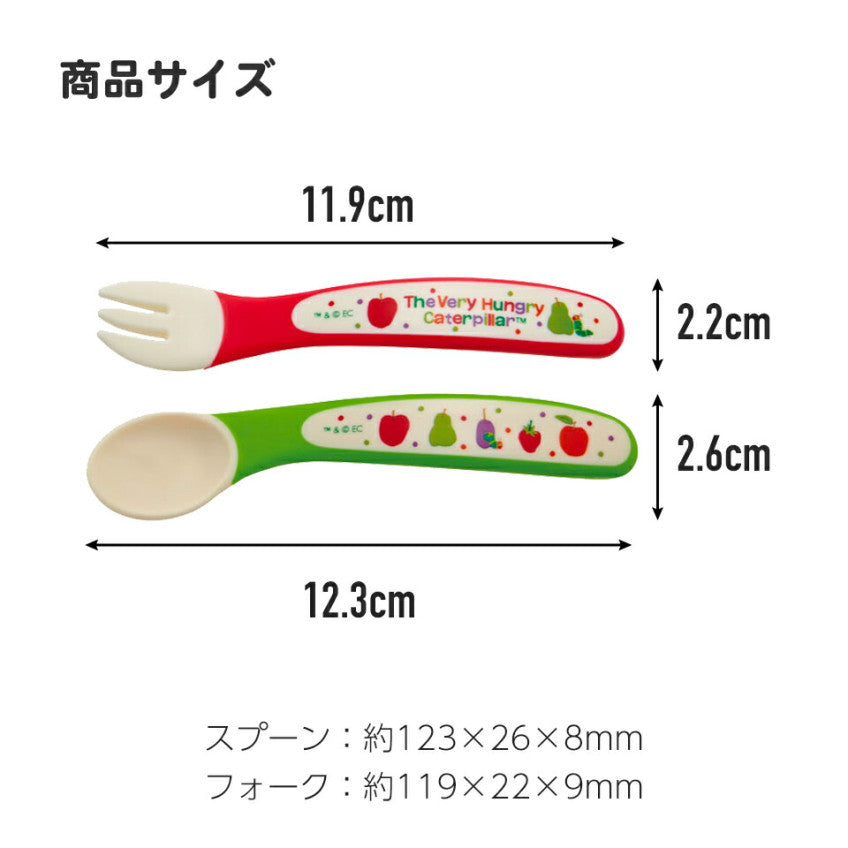 스케이터 배고픈 애벌레 파스텔 후르츠 캐릭터 베이비 처음 스푼 포크 세트 SFB2 - 주방·식기 - 하카타몰