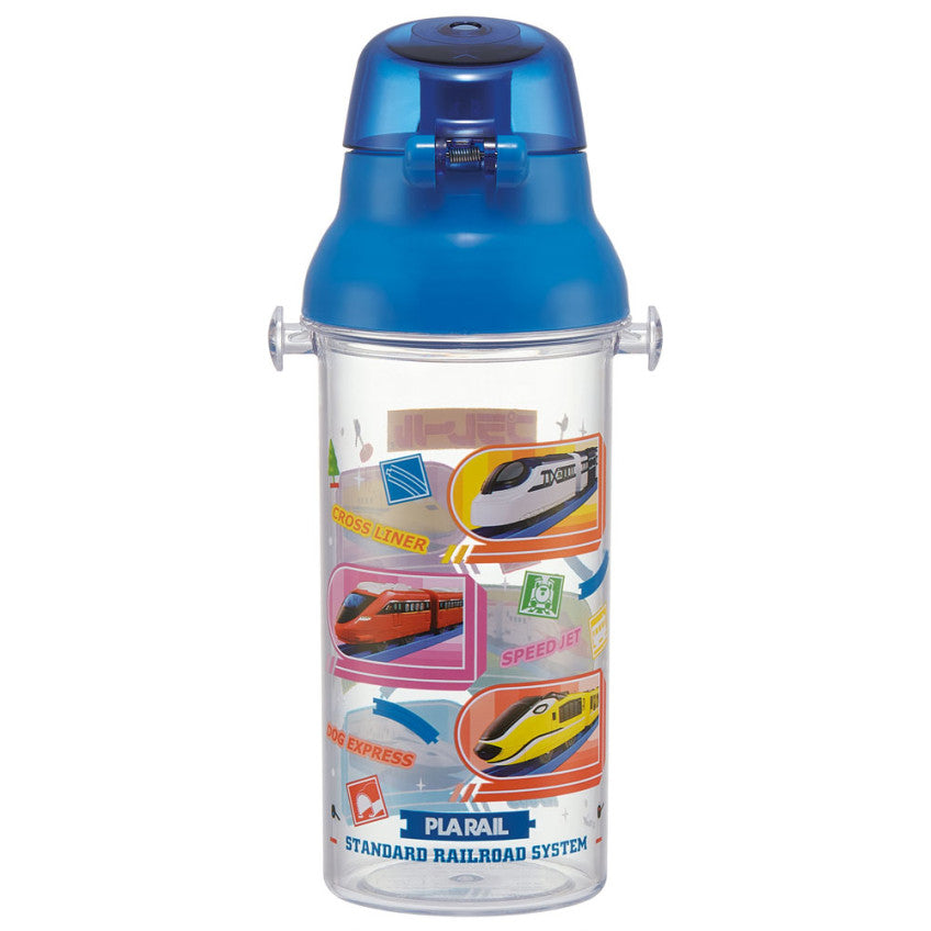 스케이터 프라레일 캐릭터 식기세척기 대응 드링킹 타입 원푸쉬 클리어 보틀 480ml PSB5TR - 하카타몰