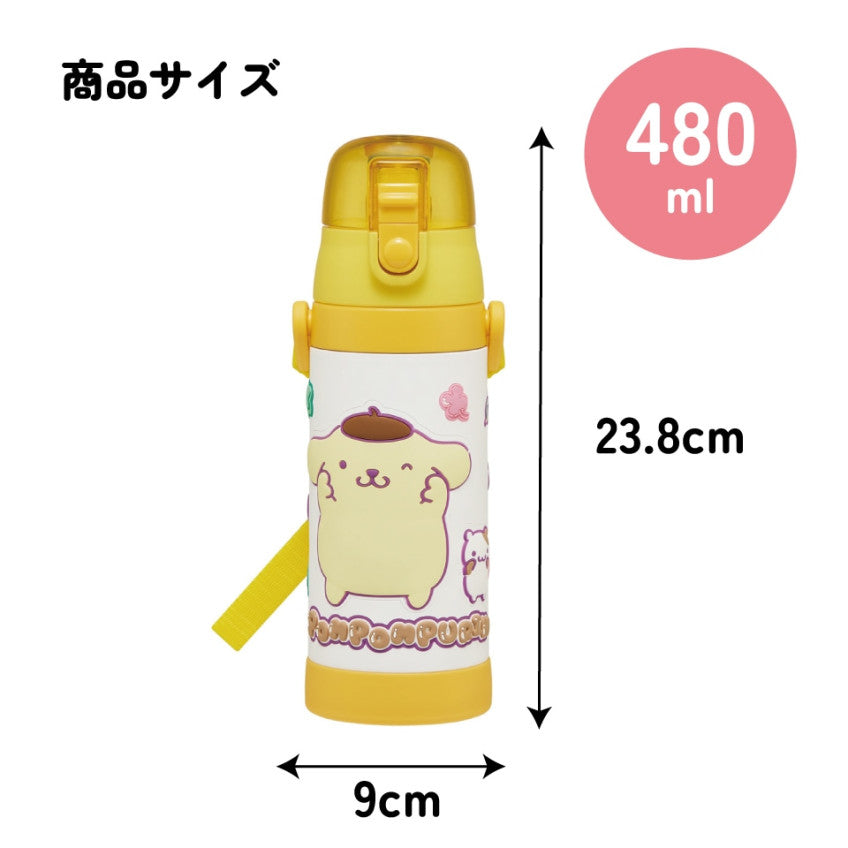 스케이터 산리오 폼폼푸린 캐릭터 3D 원푸쉬 보냉 스테인리스 다이렉트 보틀 480ml SDPV5 - 주방·식기 - 하카타몰