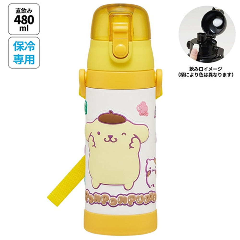 스케이터 산리오 폼폼푸린 캐릭터 3D 원푸쉬 보냉 스테인리스 다이렉트 보틀 480ml SDPV5 - 주방·식기 - 하카타몰