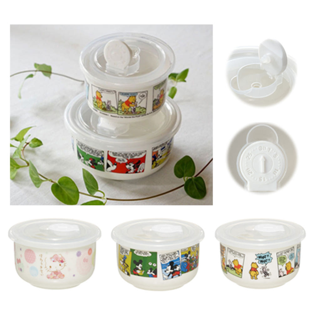 스케이터 에어밸브 렌지팩 보관용기 (미키, 곰돌이푸, 헬로키티) - 하카타몰