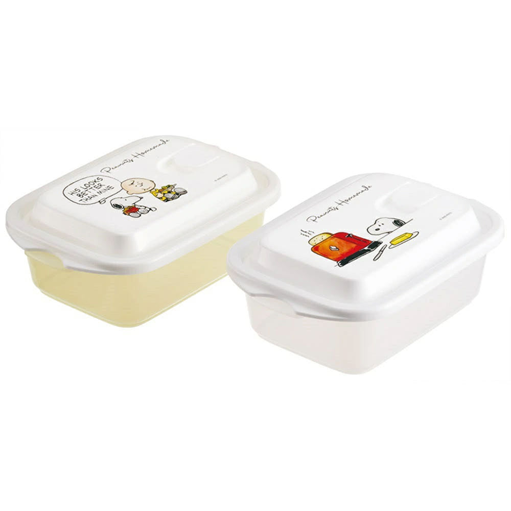 스케이터 스누피 에어밸브 돔형뚜껑 보존용기 (L) 2개세트 500ml FCNF2W - 하카타몰