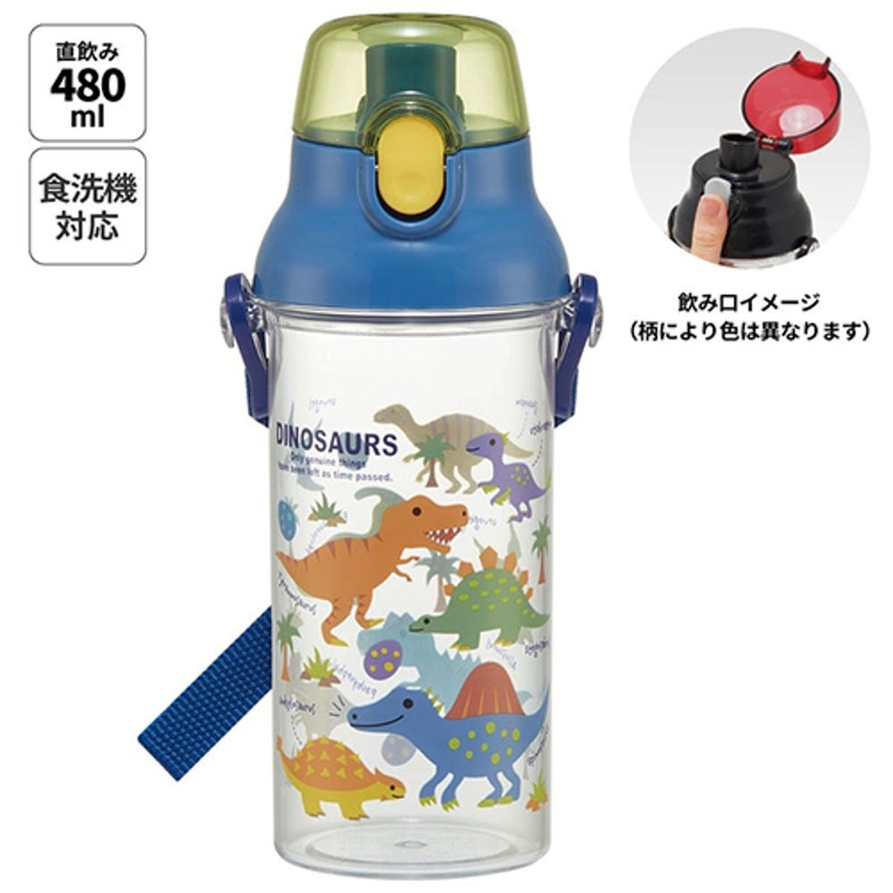 [발주상품 2~4 영업일 후 발송예정] 스케이터 DINOSAURS PICTURE BOOK 캐릭터 원터치 클리어 눈금 보틀 480ml  PSB5TRC - 주방·식기 - 하카타몰