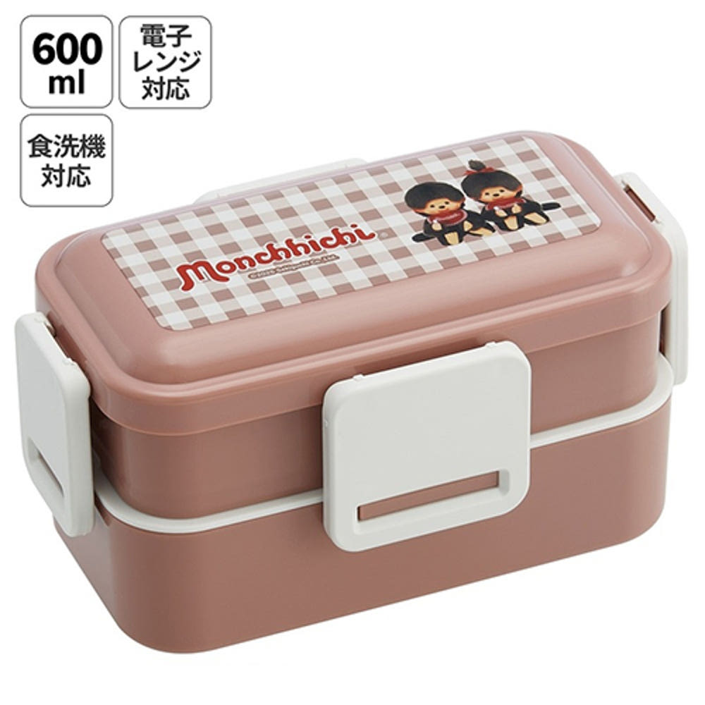스케이터 몬치치 캐릭터 식기세척기대응 4면락 2단 도시락 런치박스 600ml PFLW4 - 주방·식기 - 하카타몰
