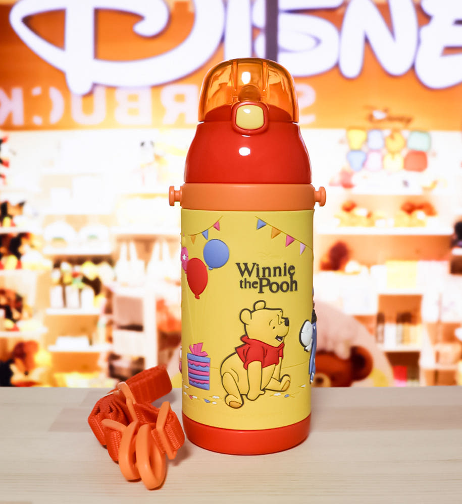 스케이터 디즈니 3D 원푸쉬 보냉 스테인리스 스트로 보틀 380ml  (스트렙 포함) / 곰돌이 푸 SSPV4 - 하카타몰