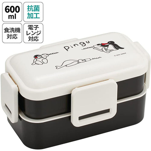 스케이터 펭귄 핑구 캐릭터 식기세척기대응 항균 4면락 2단 도시락 런치박스 600ml PFLW4AG - 주방·식기 - 하카타몰