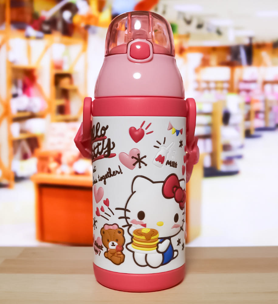 스케이터 헬로키티 3D 원푸쉬 보냉 스테인리스 스트로 보틀 380ml  (스트렙 포함) SSPV4 - 하카타몰
