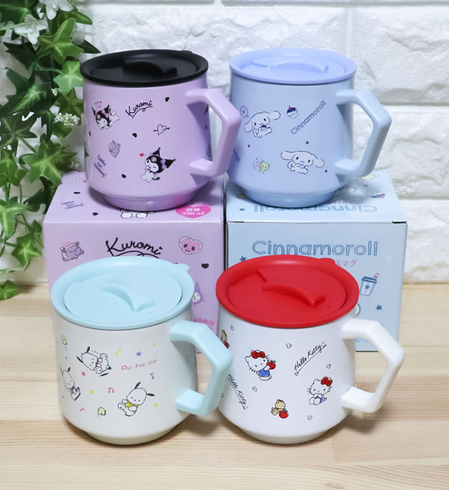 산리오 캐릭터 스테인리스 머그 350ml (헬로키티 / 시나모롤 / 쿠로미 / 포차코) - 하카타몰