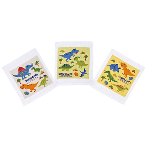 [발주상품 2~4 영업일 후 발송예정] 스케이터 DINOSAURS PICTURE BOOK 캐릭터 물수건 타월 3세트 OAC1T - 하카타몰