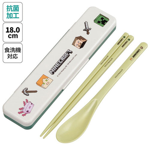 스케이터 마인크래프트 캐릭터 소리나지 않는 항균 콤비세트 (스푼,젓가락,케이스) 18cm CCS3SAAG - 주방·식기 - 하카타몰