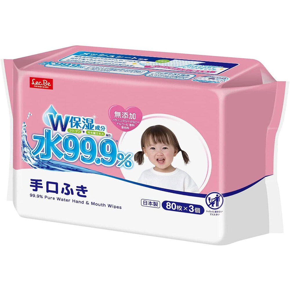 물 99.9% 아기 손·입 물티슈 80매×3팩 대표 이미지