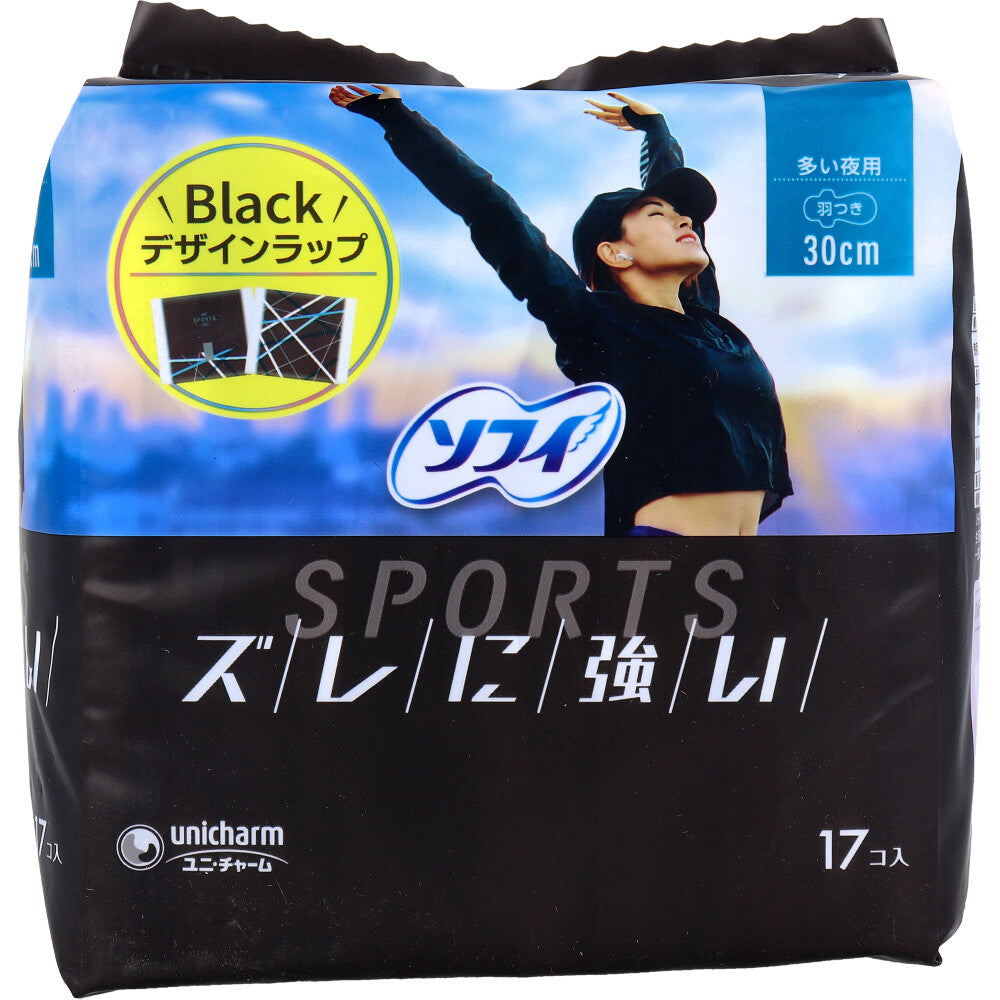 소피 SPORTS 생리대 양 많은 밤용 날개형 30cm 17개