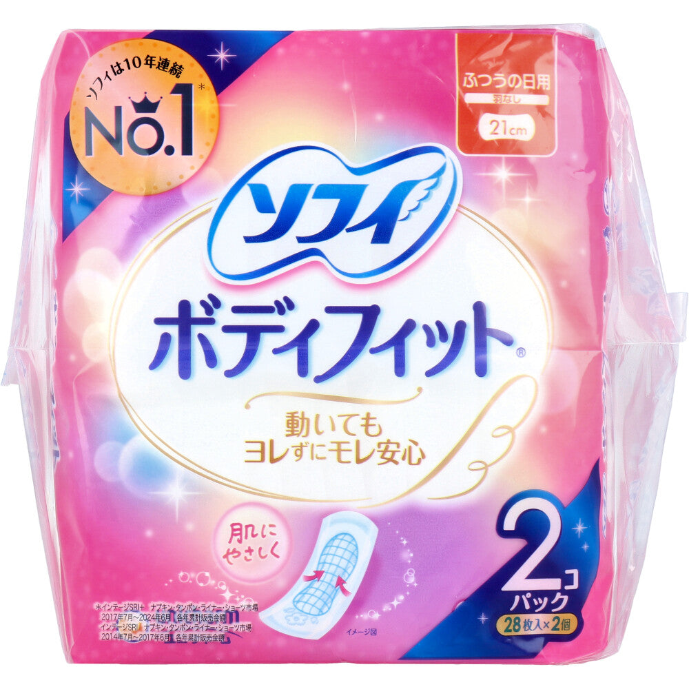 소피 바디핏 보통날용 날개없음 21cm 28매×2팩