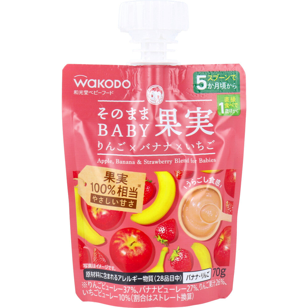 와코도 그대로 BABY 과일 사과·바나나·딸기 퓌레 70g