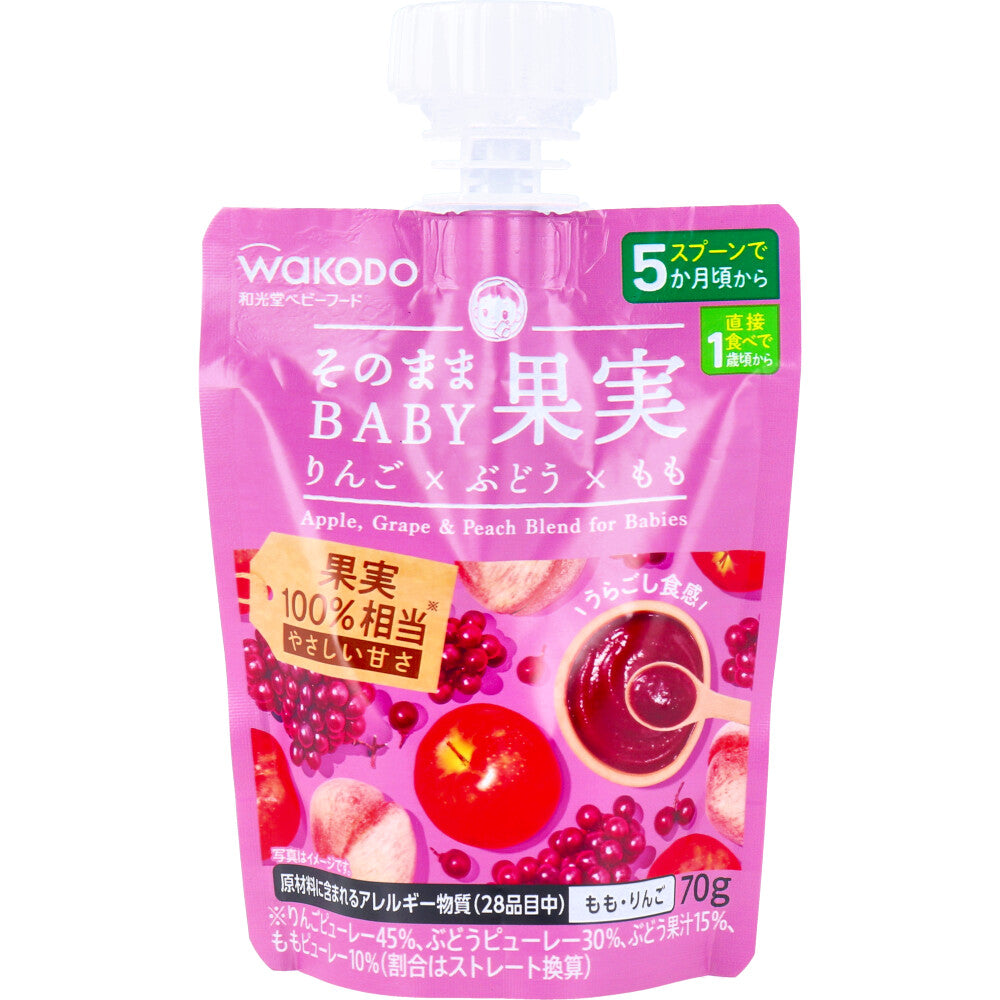 와코도 그대로 BABY 과일 사과·포도·복숭아 퓌레 70g