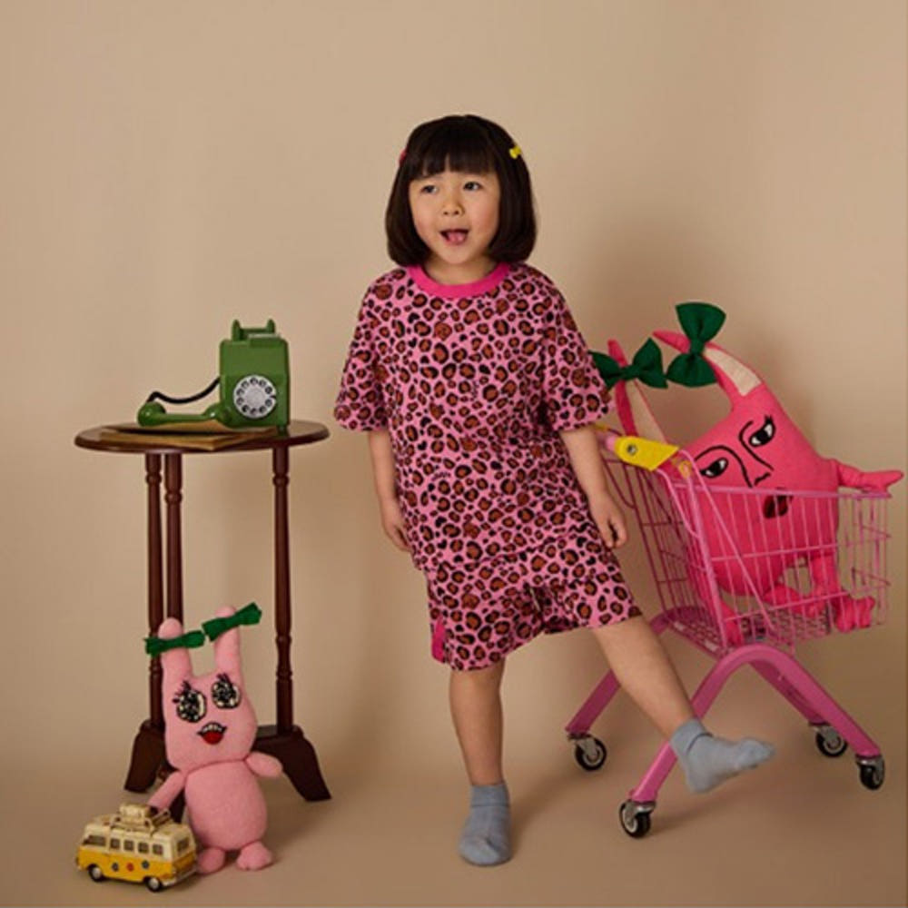 료꾸미 캐릭터 레오파드 파자마 세트 100~110cm - 의류 - 하카타몰