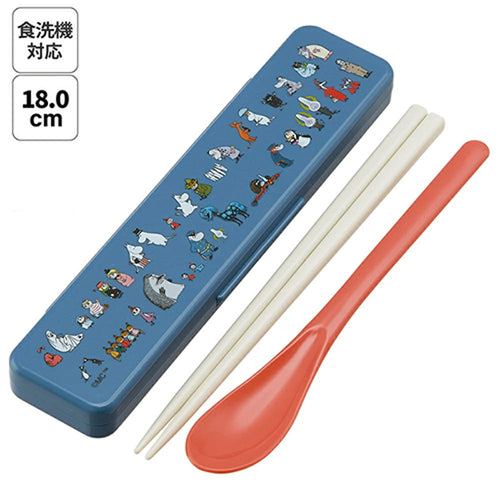 스케이터 무민 80 캐릭터 소리나지 않는 콤비세트 (스푼,젓가락,케이스) 18cm CCS3SA - 주방·식기 - 하카타몰