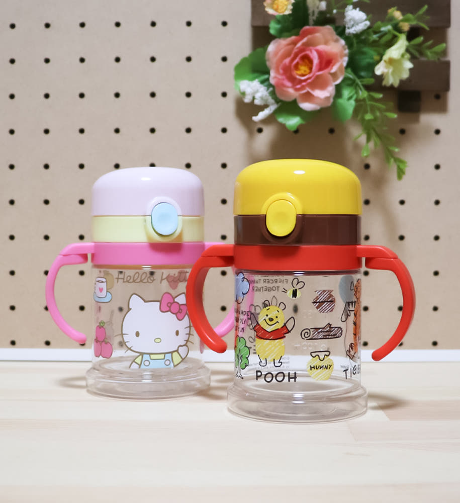 스케이터 접이식 핸들 원터치 스파우트컵 260ml (키티, 곰돌이푸) - 하카타몰