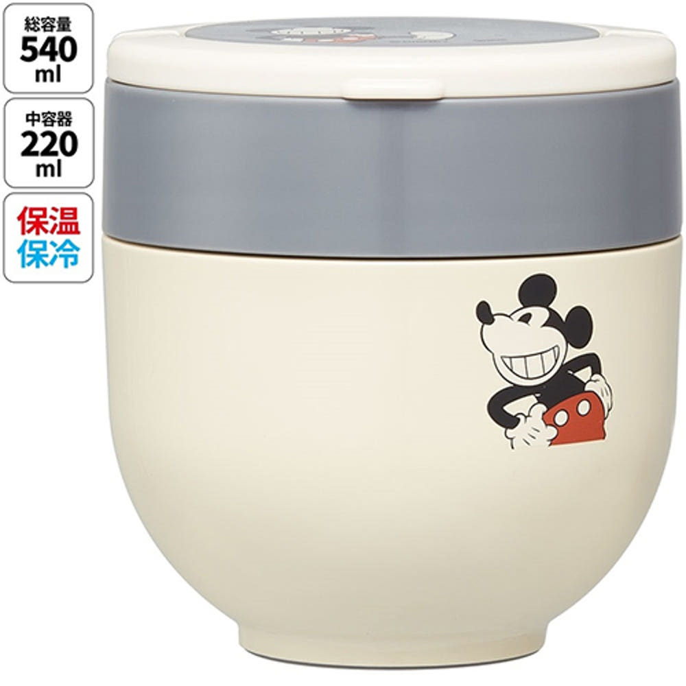 스케이터 미키마우스 캐릭터 항균 접이식 핸들 스테인리스 돈부리 보온 보냉 도시락 540ml LDNO6AG - 주방·식기 - 하카타몰