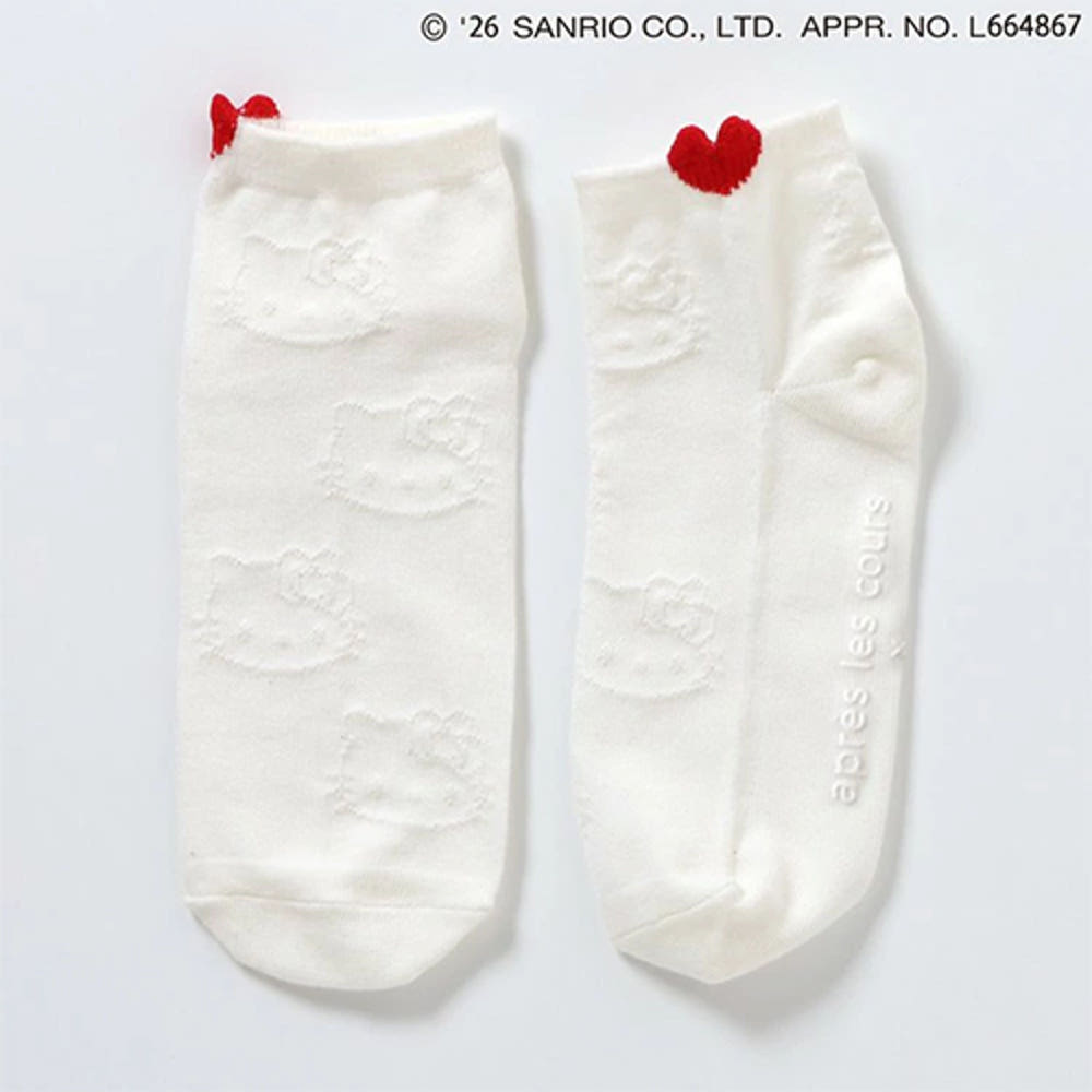 [발주 요청상품] 아프레 레 쿠르 산리오 헬로키티 캐릭터 하트 포인트 단목 양말 10~18cm - 하카타몰
