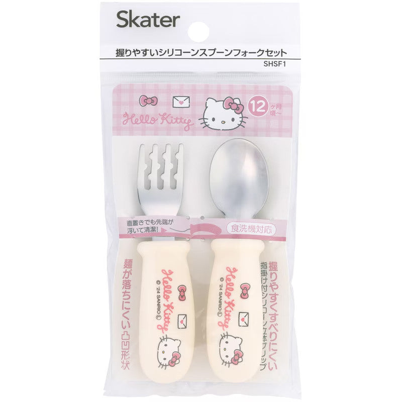 스케이터 산리오 헬로키티 캐릭터 잡기 쉬운 실리콘 베이비 스푼 포크 세트 12cm SHSF1 - 주방·식기 - 하카타몰