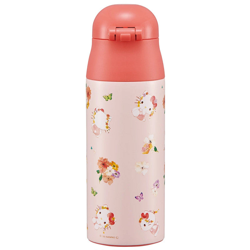스케이터 헬로키티 캐릭터 비비드 수채화 플라워 원푸쉬 스테인리스 보틀 360ml SDPC4 - 주방·식기 - 하카타몰