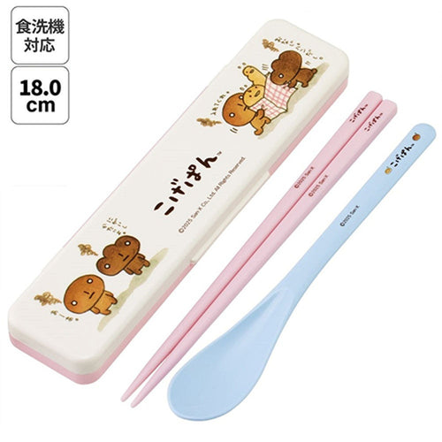 스케이터 코게빵 캐릭터 소리나지 않는 콤비세트 (스푼,젓가락,케이스) 18cm CCS3SA - 주방·식기 - 하카타몰