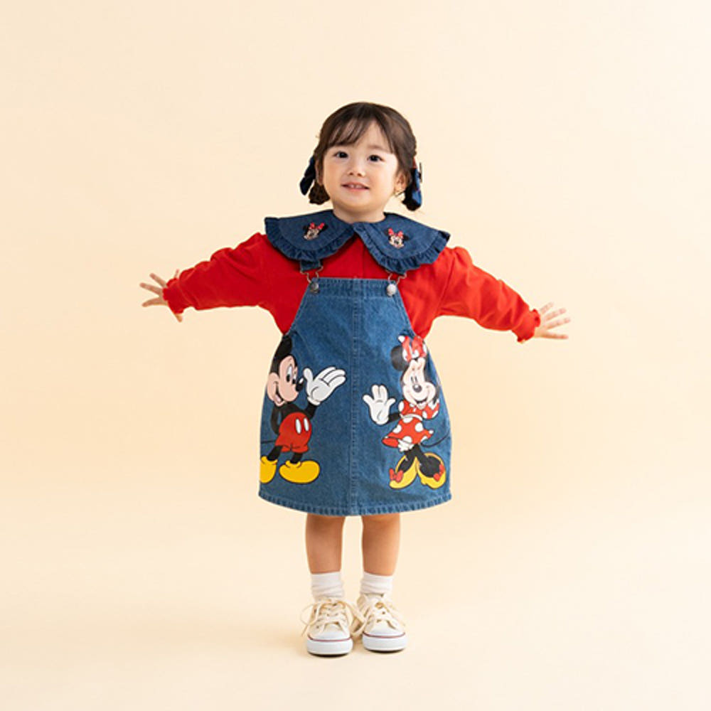 디즈니 미키마우스 캐릭터 데님 점퍼스커트 80-95cm - 하카타몰