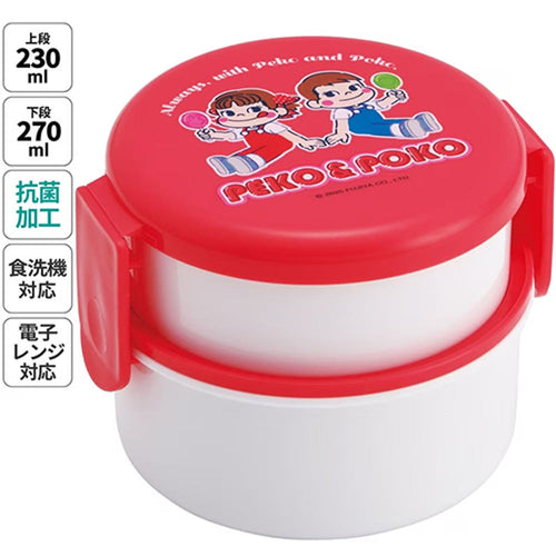 스케이터 페코 포코 과자 캐릭터 항균 원형2단 포크 도시락 500ml ONWR1AG - 하카타몰