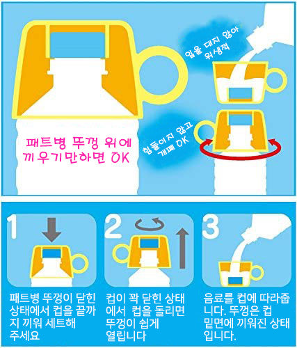 캐릭터 휴대용 패트병 뚜껑 컵(미키,키티,마이멜로디,프린세스,미피,리락쿠마,곰돌이푸,스누피,톰과제리,시나모롤,구데타마,미니언즈,토이스토리,포켓몬스터,카즈,토미카,스타워즈,마블) - 하카타몰