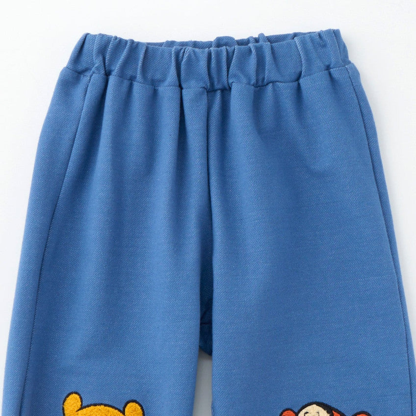 [발주상품] 디즈니 곰돌이푸 & 티거 사가라 자수 데님 니트 팬츠 80~100cm 블루 - 의류 - 하카타몰
