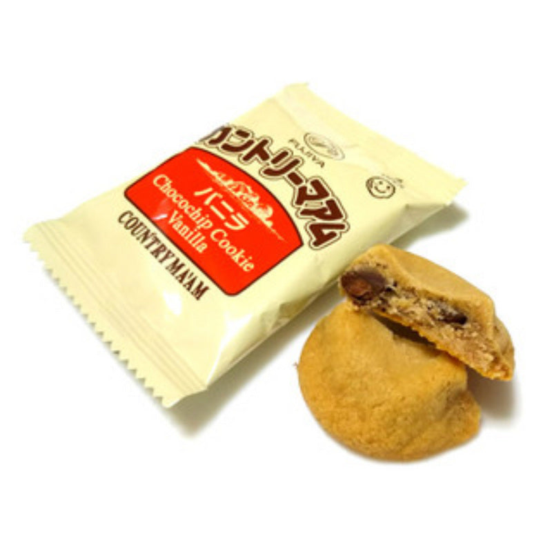 후지야 칸토리마아무 바닐라 개별포장과 초코칩 쿠키를 반으로 자른 실제 사진