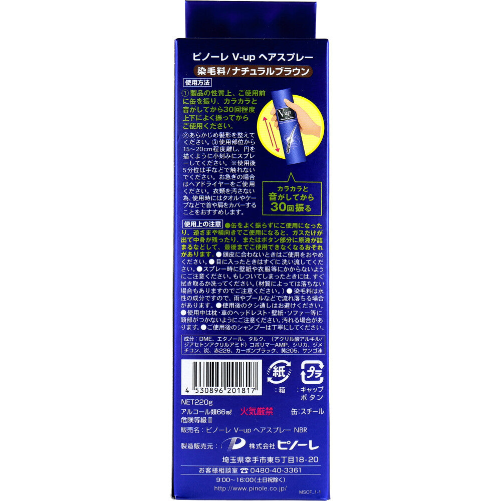 피노레 볼륨업 헤어 커버 스프레이 내추럴 브라운 220g 상세 2