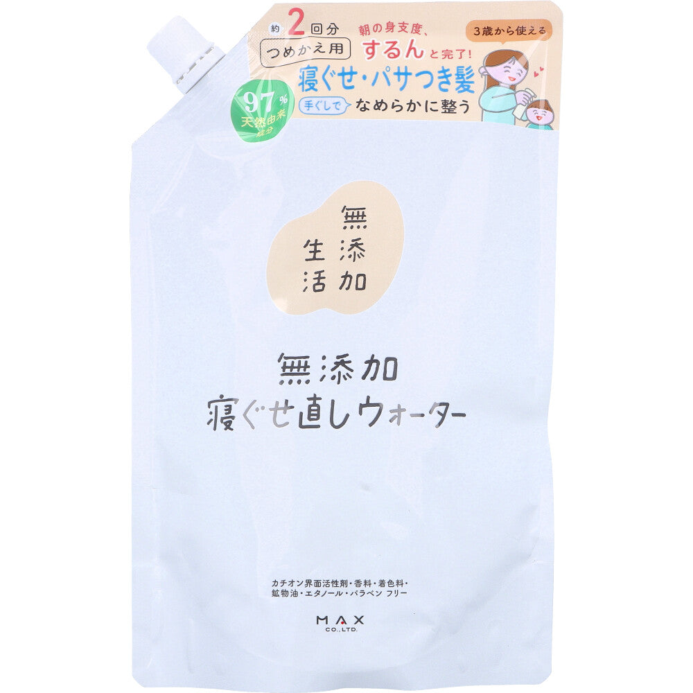무첨가생활 순한 헤어워터 잠버릇·부스스함 정돈 리필 400ml 원본 1