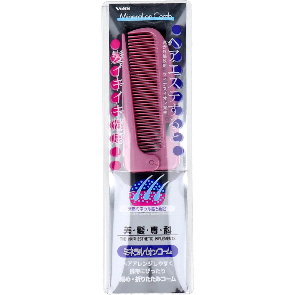 베스 미네랄 이온 접이식 가는빗 핑크 IO-400